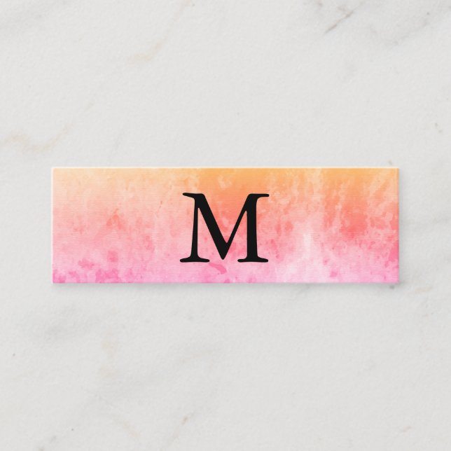 Chic Watercolor with Monogram Mini Business Card (Front)