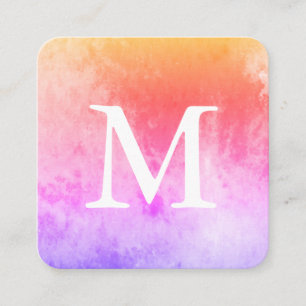 Chic Watercolor with Monogram Square Business Card