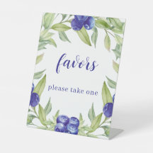 Chic Waterercolor Blueberries Green Leaves Favours