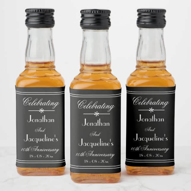 Chic Wedding Anniversary Mini Liquor Bottle Labels (Bottles)