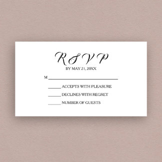 Chic Wedding Black White RSVP Card