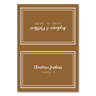 Chic Wedding Custom Guest Place Card Rustic Brown