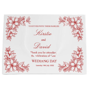 Chic Wedding Day Ornate Frame and Flowers Large Gift Bag