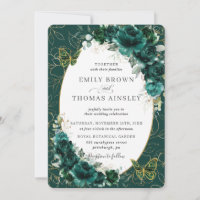 Chic Wedding Emerald Green Gold Floral Butterflies