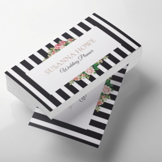 Chic Wedding Event Planner Black Stripes Business Card (Creator Uploaded)