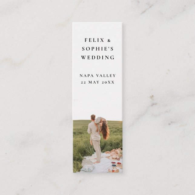 Chic Wedding Favour Minimalist Mini Bookmark Card (Front)