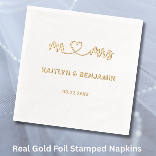 Chic Wedding Mr. & Mrs. Real Gold  Foil Napkins (Creator Uploaded)