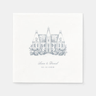 Chic Wedding Napkins   Chateau Venue Sketch