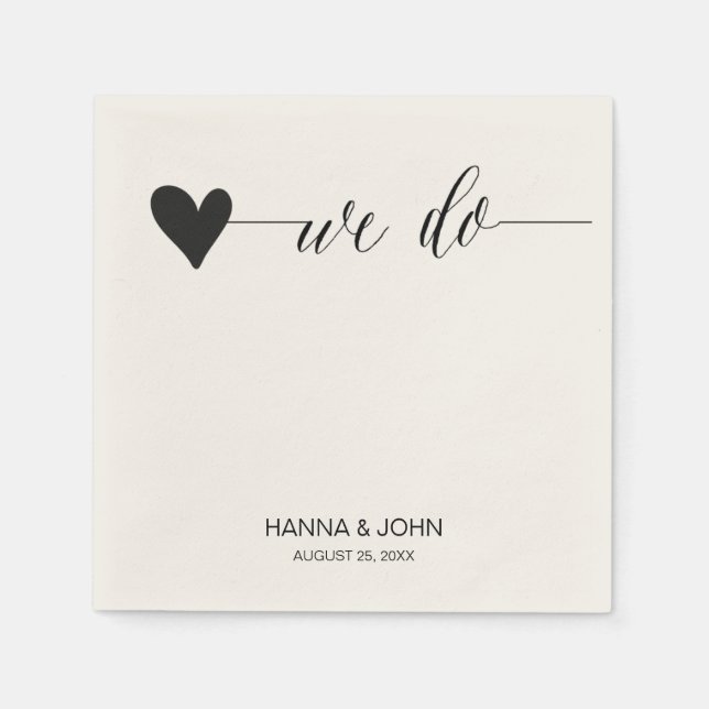chic wedding paper napkins | calligraphy serviette (Front)