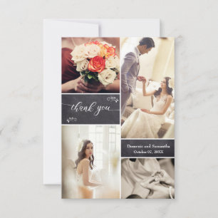 Chic Wedding Photo collage Thank You Card