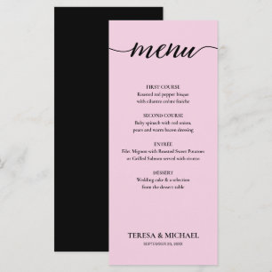 Chic Wedding Pink Black and white Simple Editable Menu