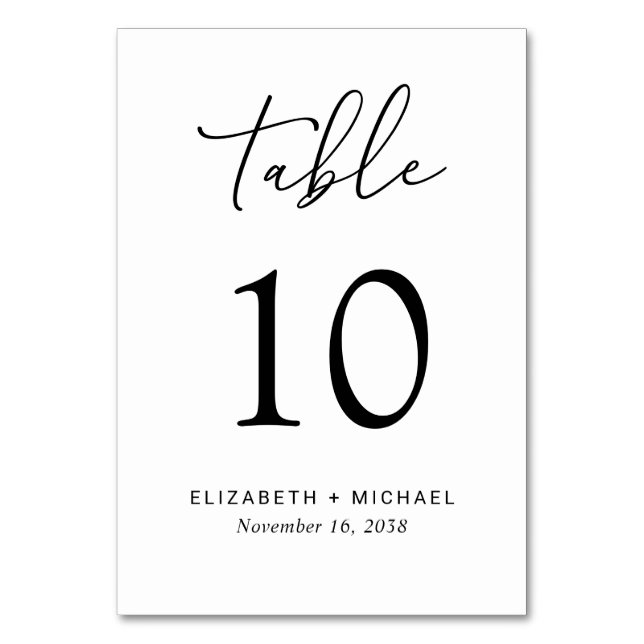 Chic Wedding Reception Table Number (Front)