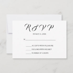Chic Wedding RSVP Card   Black and White