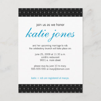 Chic Wedding Shower Invitation Postcard