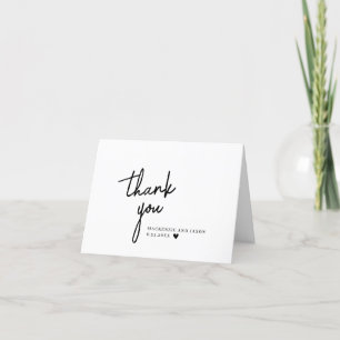 Chic Wedding Thank You Card Black White Script