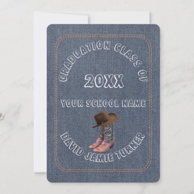 Chic Western Boots Casquette Denim Invitation de d (Devant)