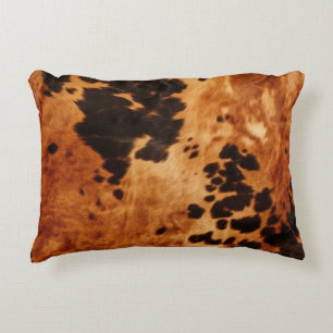 Chic Western Brown Cowhide Accent Pillow