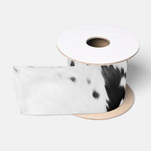 Chic Western Country Cowboy Black White Cow Print Satin Ribbon