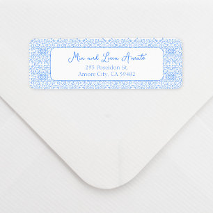 Chic Whimsical Blue Tile Pattern Mediterranean