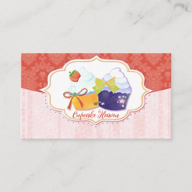 Chic Whimsical Cupcake Shops Business Card (Front)