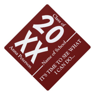 Chic White and Dark red Custom Graduation Cap Topper