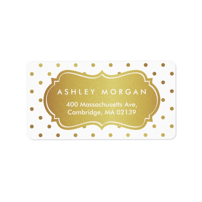 Chic White and Gold Glitter Polka Dots Label (Front)