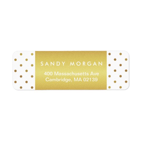 Chic White and Gold Glitter Polka Dots Return Address Label