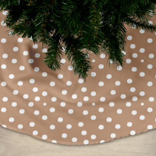 Chic White and Golden Wheat Color Dots Christmas Brushed Polyester Tree Skirt
