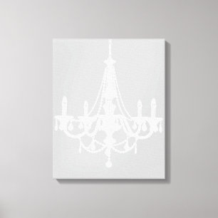 Chic White and Grey Chandelier Canvas Print