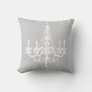 Chic White and Grey Chandelier Throw Pillow