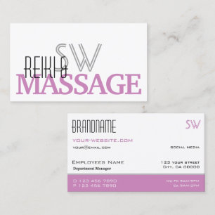 Chic White and Pink Stylish Simple with Monogram Business Card