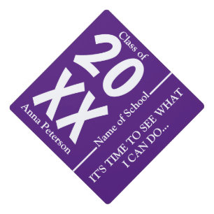 Chic White and Royal Purple Custom Graduation  Cap Topper