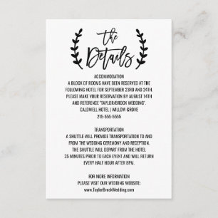 Chic White Black Olive Branches Details Card