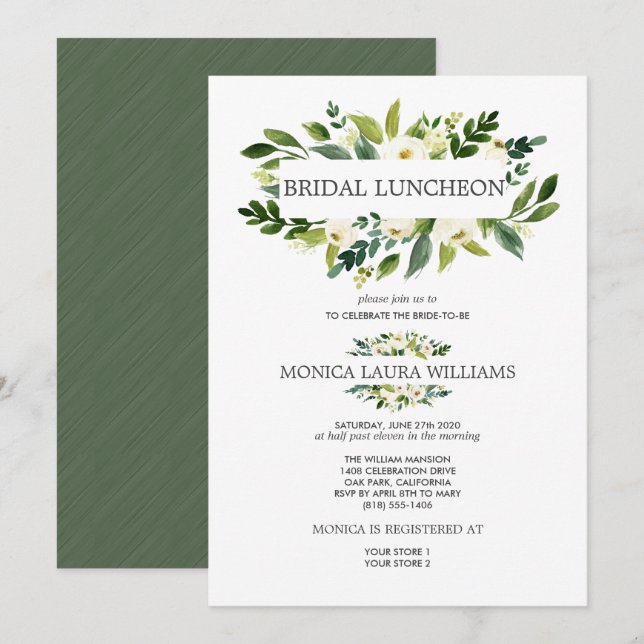 Chic White Bloom |   Bridal Luncheon Wedding Invitation (Front/Back)