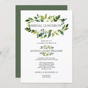 Chic White Bloom Bridal Luncheon Wedding Invitation