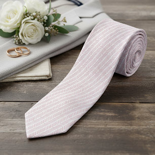 Chic White Blush Rose Pink Abstract Chevron Tie