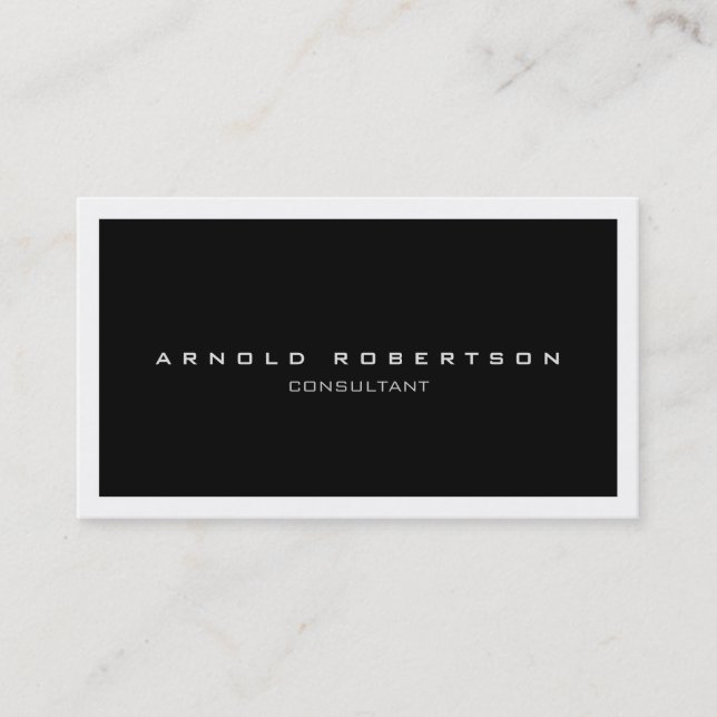 Chic White Border Black Professional Business Card (Front)
