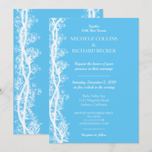 Chic White Botanical Border Wedding Invitation (Front/Back)