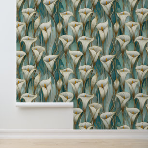 Chic white cala pattern wallpaper