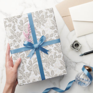Chic White Cream Floral Wedding Wrapping Paper