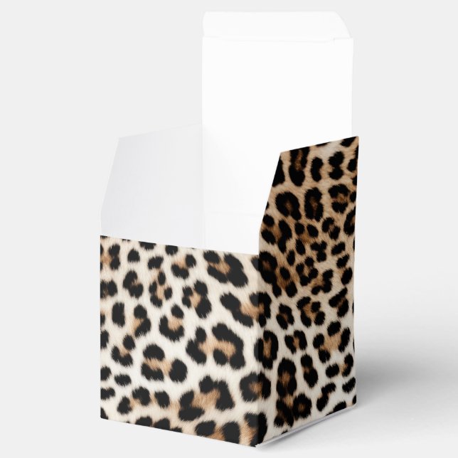Chic White Cream Leopard Print Favor Box (Opened)