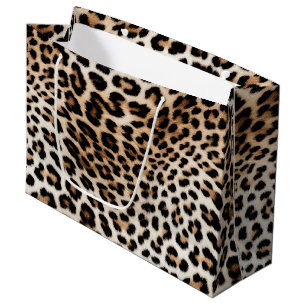 Chic White Cream Leopard Print Large Gift Bag