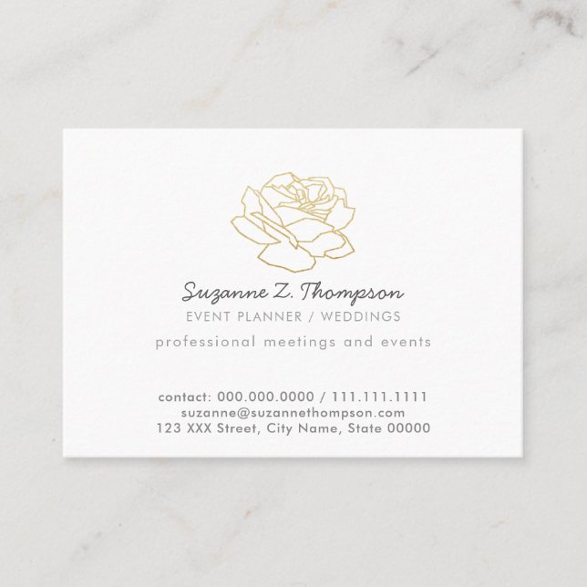 chic white event planner (weddings)  professional business card (Front)