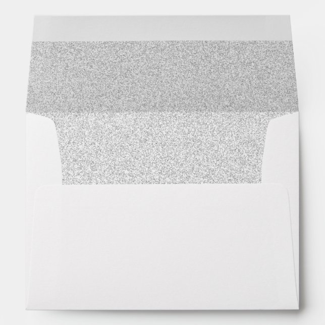 Chic White Faux Silver Glittered Trim - Envelope (Back (Bottom))
