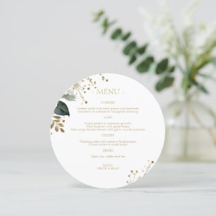 Chic White Floral Foliage Watercolor Wedding Menu