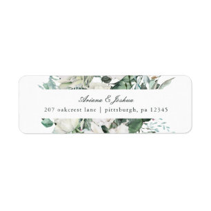 Chic White Floral Wedding Return Address Label
