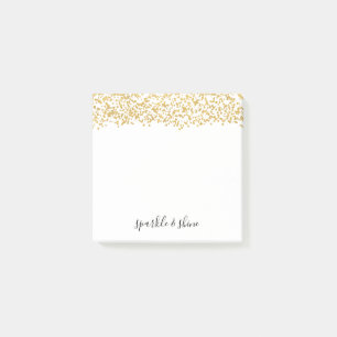 Chic White Gold Confetti Sparkle Shine Post-it Notes