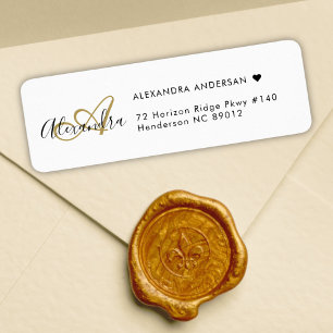 Chic White Gold Elegant Monogramme Adresse de reto