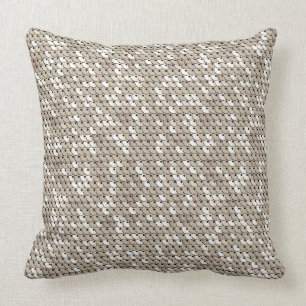 Chic White Gold Faux Sequins Graphic Print Throw Pillow