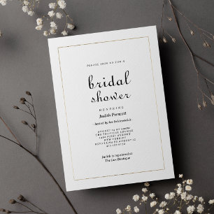 Chic white gold vintage calligraphy Bridal Shower  Invitation